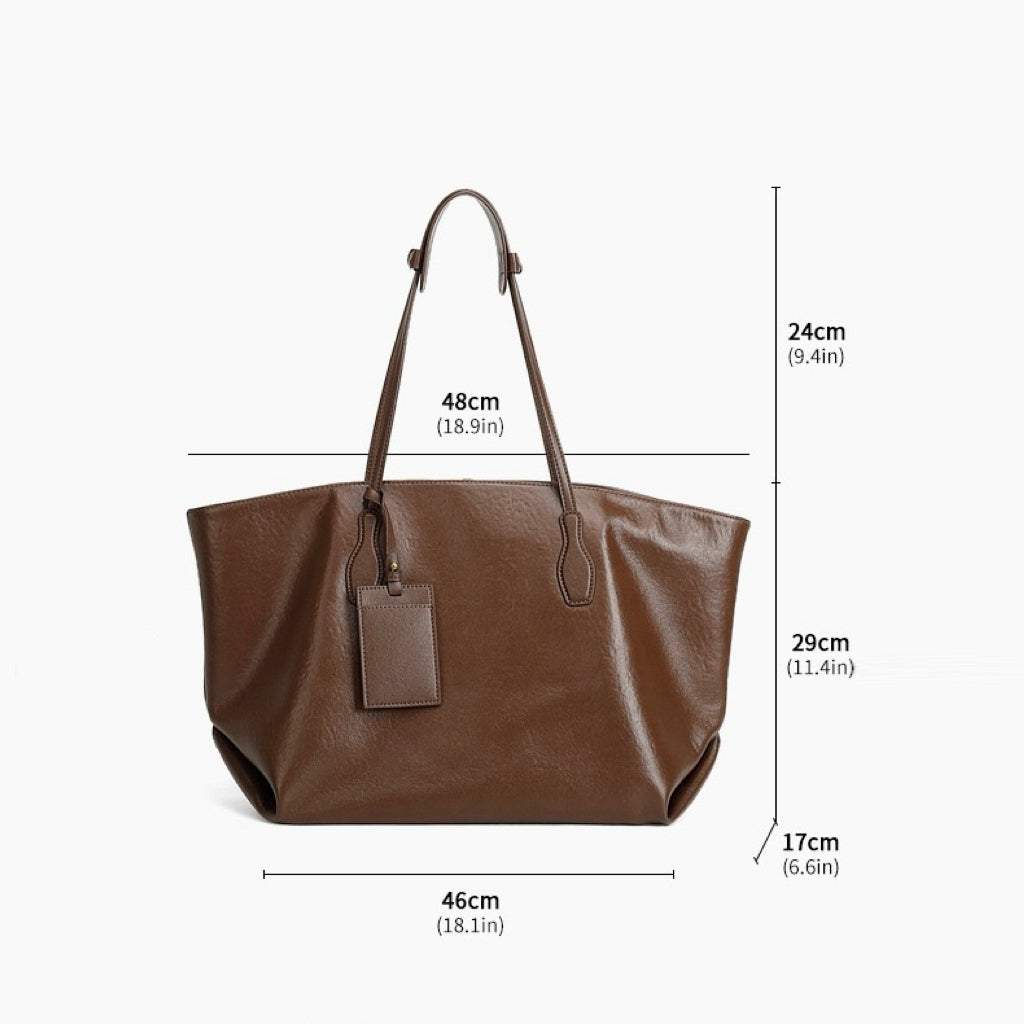 Large Vintage Leather Tote with Signature Luggage Tag