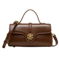 Women's Genuine Leather Top-Handle Bag with Signature Gilded Lock Closure