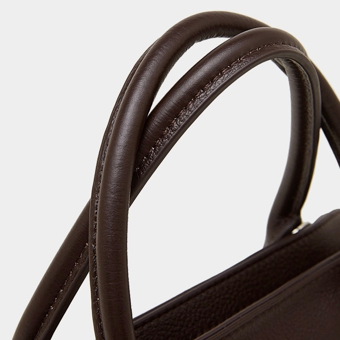 Grained Leather Dome Satchel with Dual Carry Options