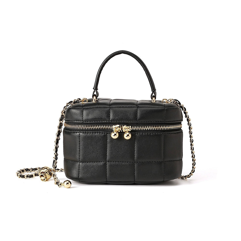 Women's Genuine Leather Textured Chain Shoulder Bag