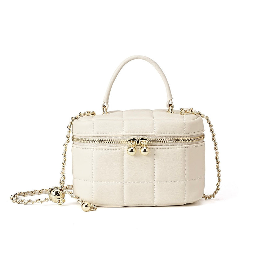 Women's Genuine Leather Textured Chain Shoulder Bag
