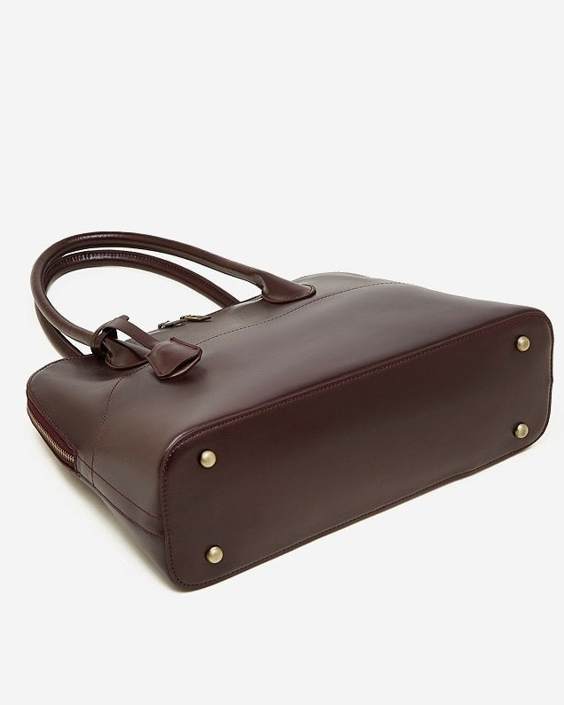 Women's Genuine Leather Dome Satchel with Signature Tassel