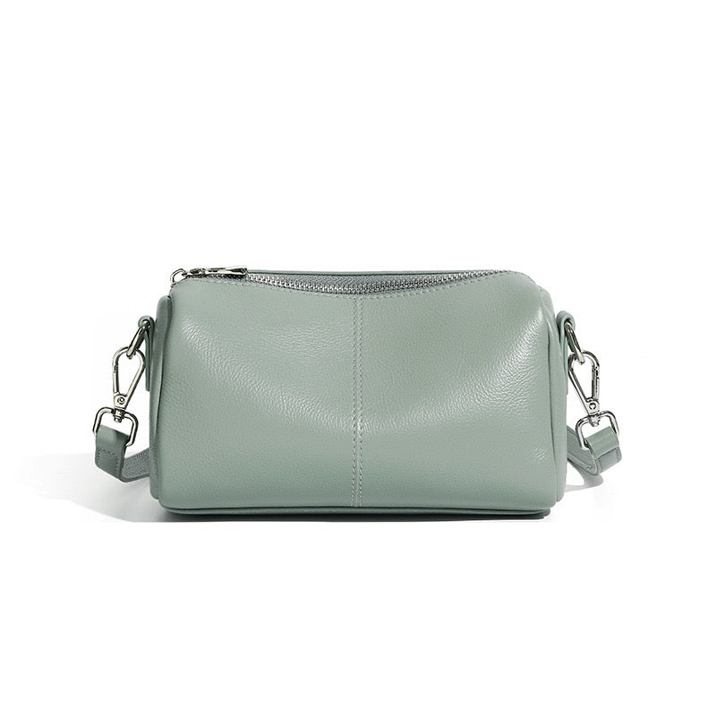 Women's Top Grain Soft Cowhide Cylinder Clutch Bag