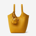 Women's Elegant Pebbled Leather Bucket Bag with Mini Pouch