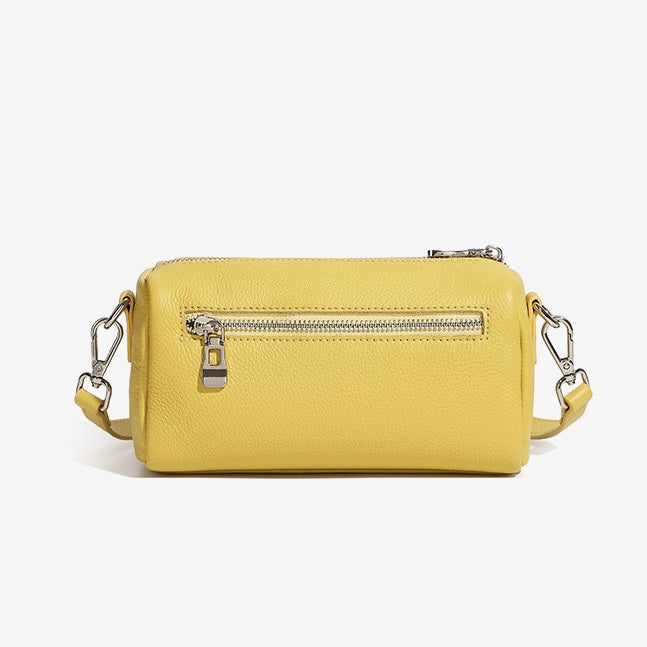 Women's Top Grain Soft Cowhide Cylinder Clutch Bag