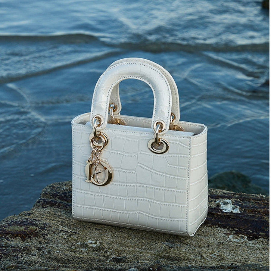 Women's Luxury Croc-Embossed Genuine Leather Top-Handle Bag