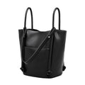 Women's Camel Knot-Detail Genuine Leather Bucket Bag