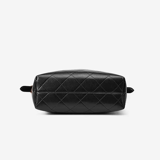 Suede Genuine Leather Color Block Chain Bucket Bag