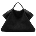 Chocolate Suede & Genuine Leather Structured Tote Bag