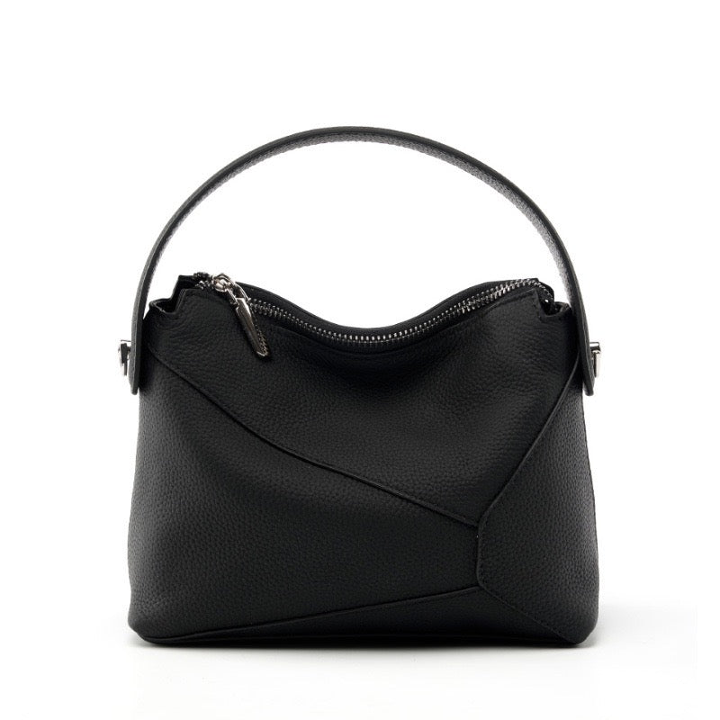 Women's Geometric Genuine Leather Pillow Crossbody Handheld Bag