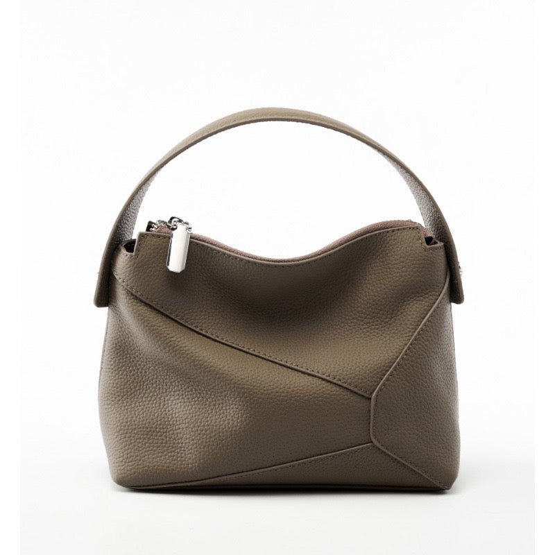 Women's Geometric Genuine Leather Pillow Crossbody Handheld Bag
