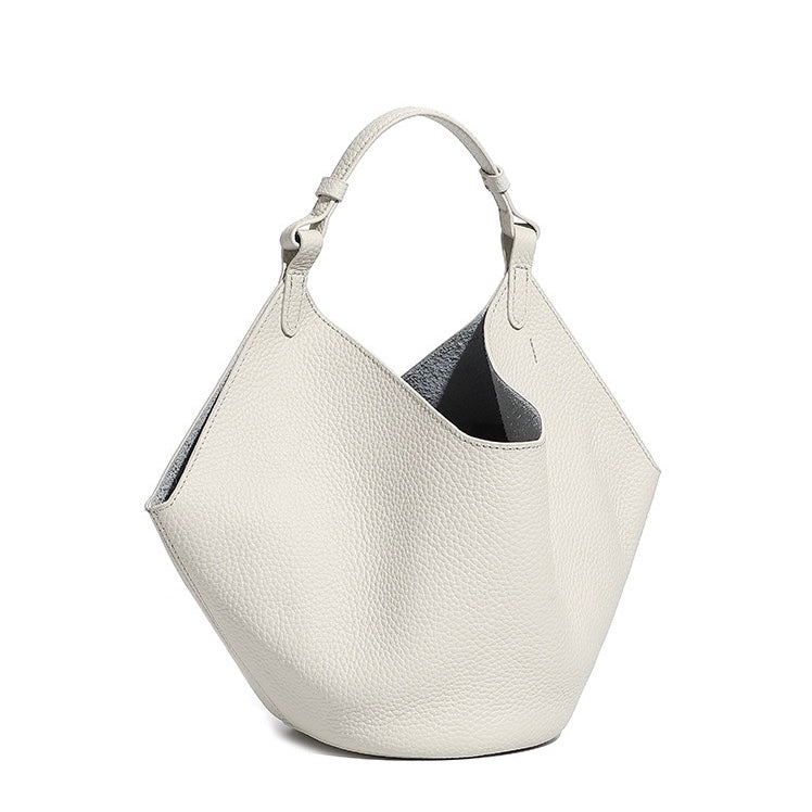 Women's Genuine Leather Large Capacity Basket Tote Bag