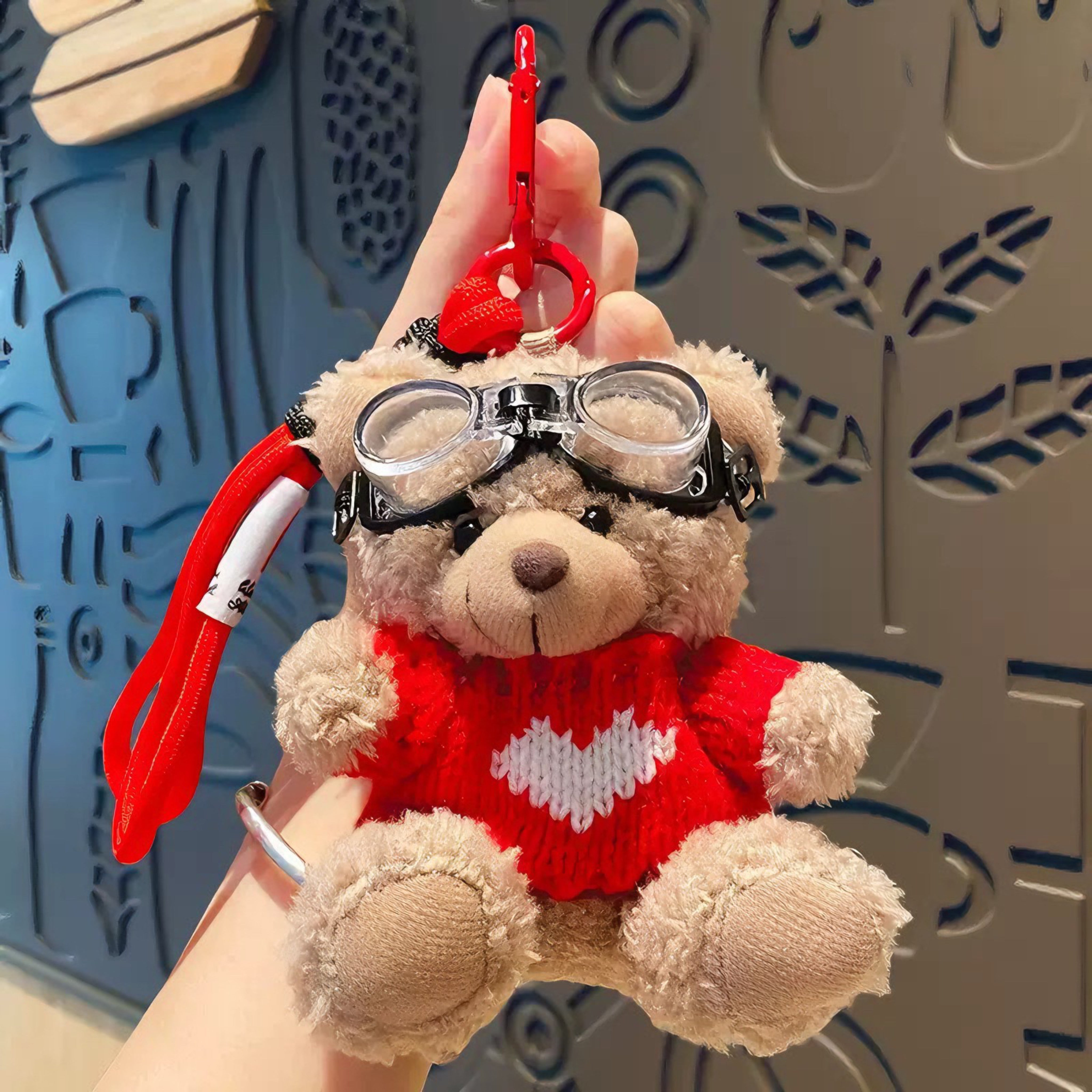 Red Sweater Teddy Bear Bag Charm
