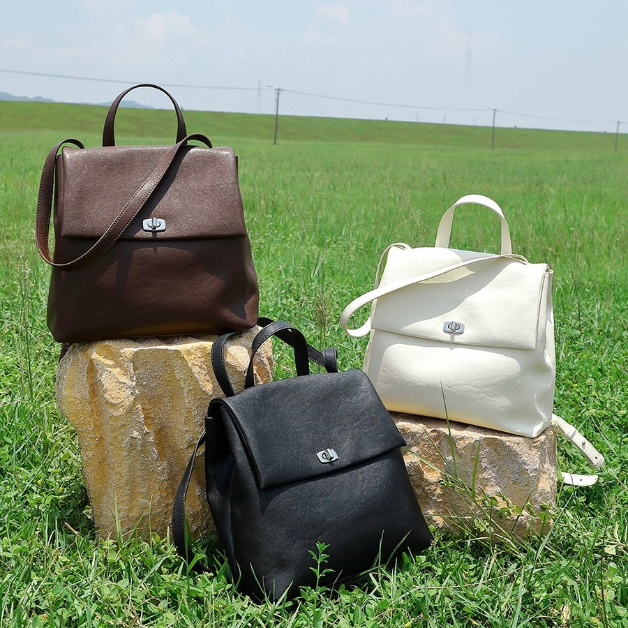 Women's Genuine Leather Large Capacity Fashion Versatile Backpack