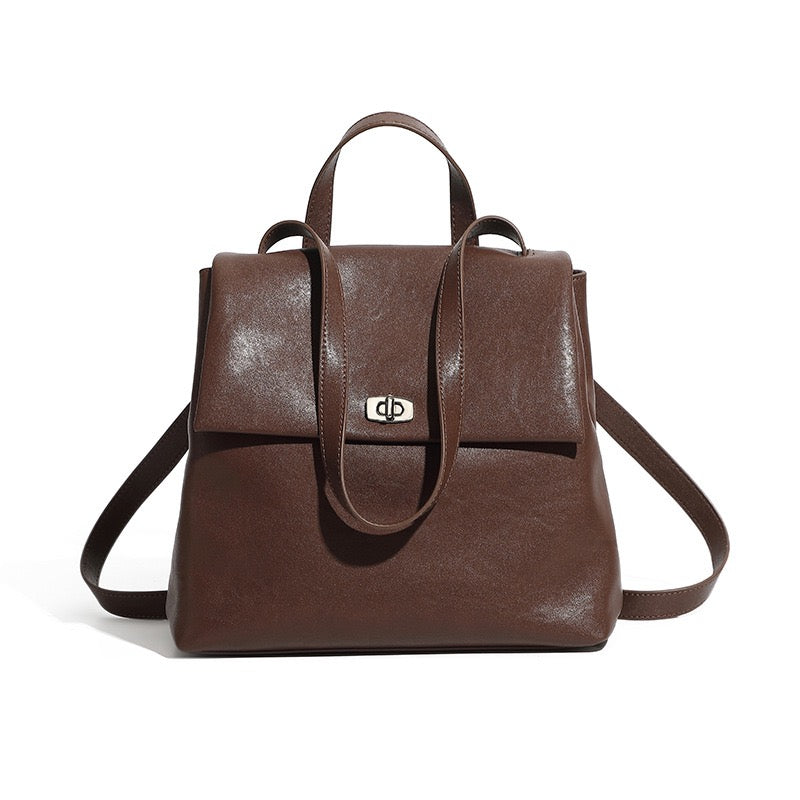 Women's Genuine Leather Large Capacity Fashion Versatile Backpack