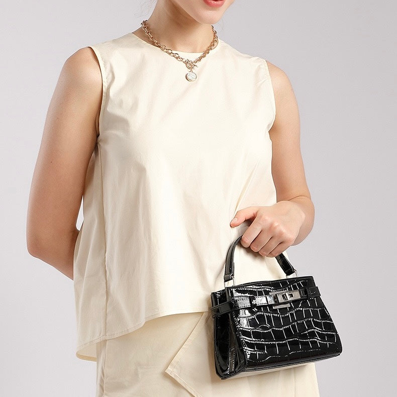 Women's Genuine Leather Crocodile Pattern Luxury Niche Handbag