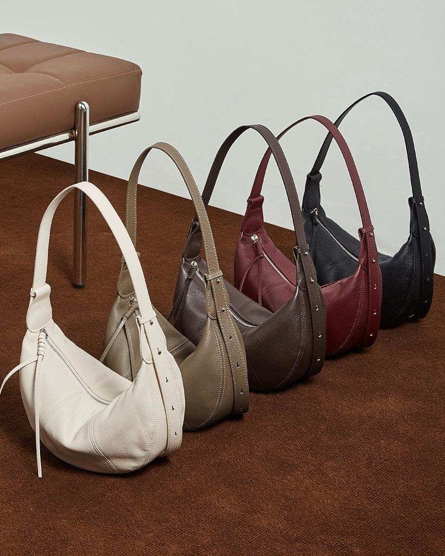 Women's Pebbled Leather Crescent Hobo Crossbody Bag