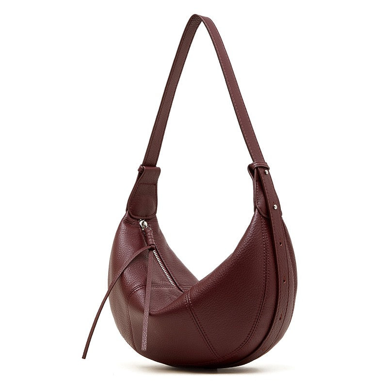 Women's Pebbled Leather Crescent Hobo Crossbody Bag