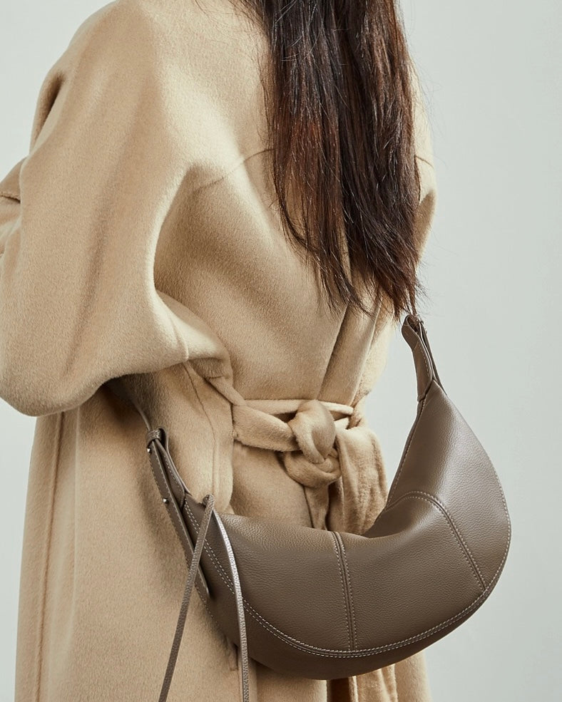 Women's Pebbled Leather Crescent Hobo Crossbody Bag