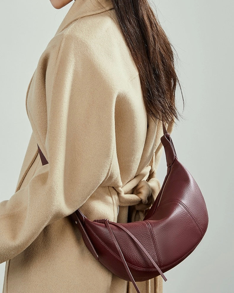 Women's Pebbled Leather Crescent Hobo Crossbody Bag