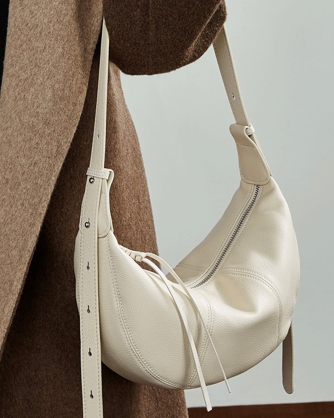 Women's Pebbled Leather Crescent Hobo Crossbody Bag