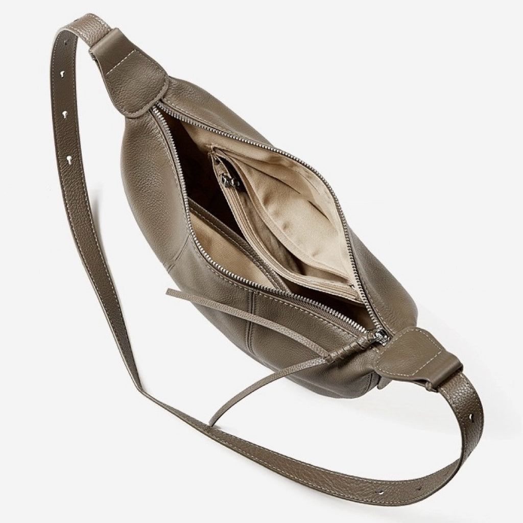 Women's Pebbled Leather Crescent Hobo Crossbody Bag
