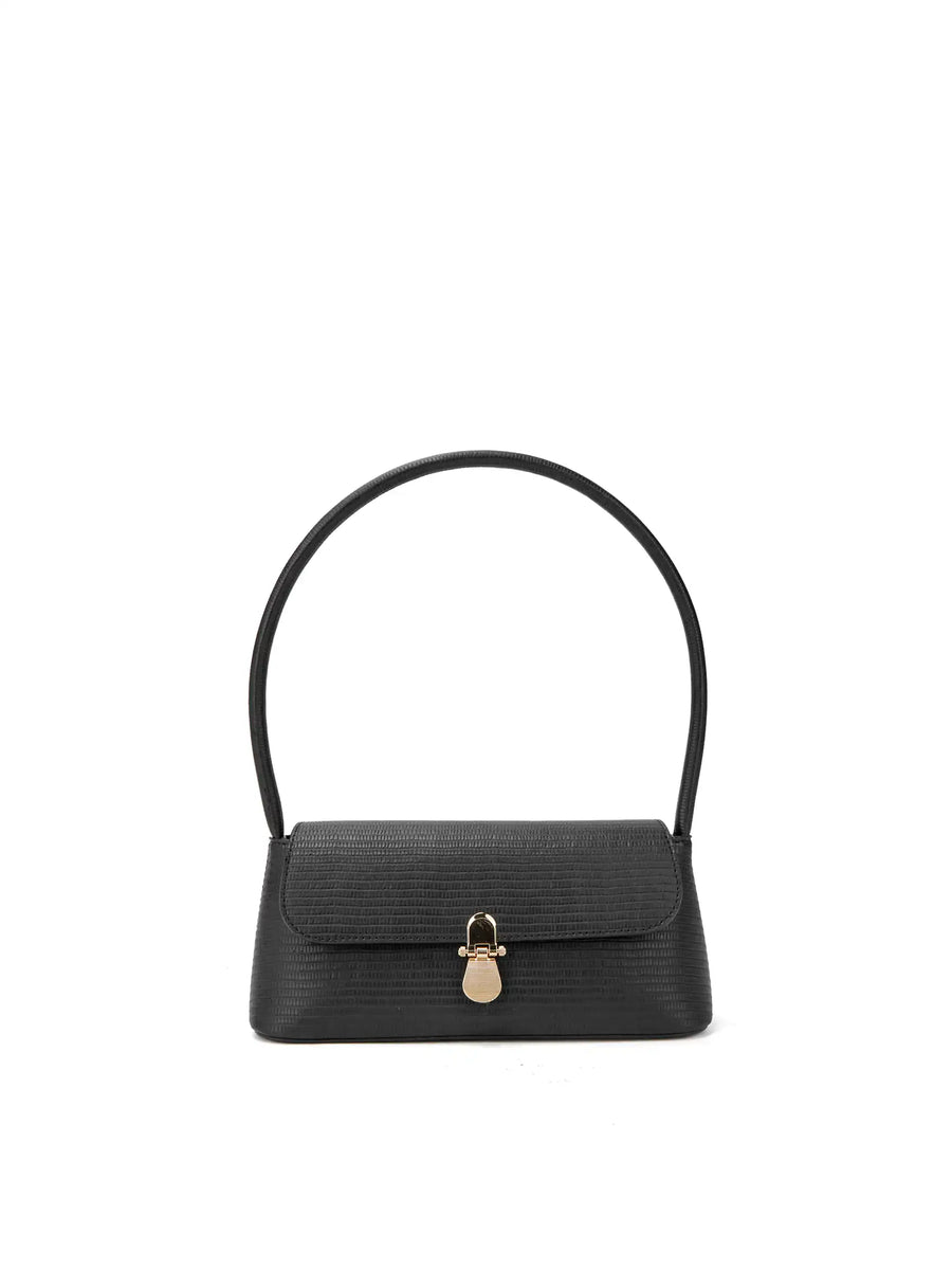 Allegra Shoulder Bag - Black lizard