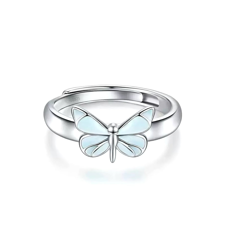 Luminous Dream Blue Butterfly Ring