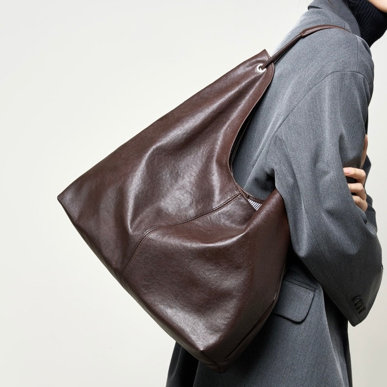 Large Capacity Minimalist Premium Genuine Leather Tote Bag