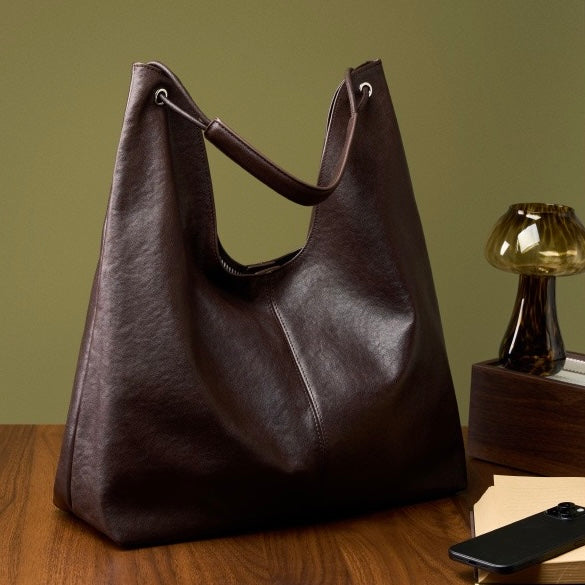 Large Capacity Minimalist Premium Genuine Leather Tote Bag