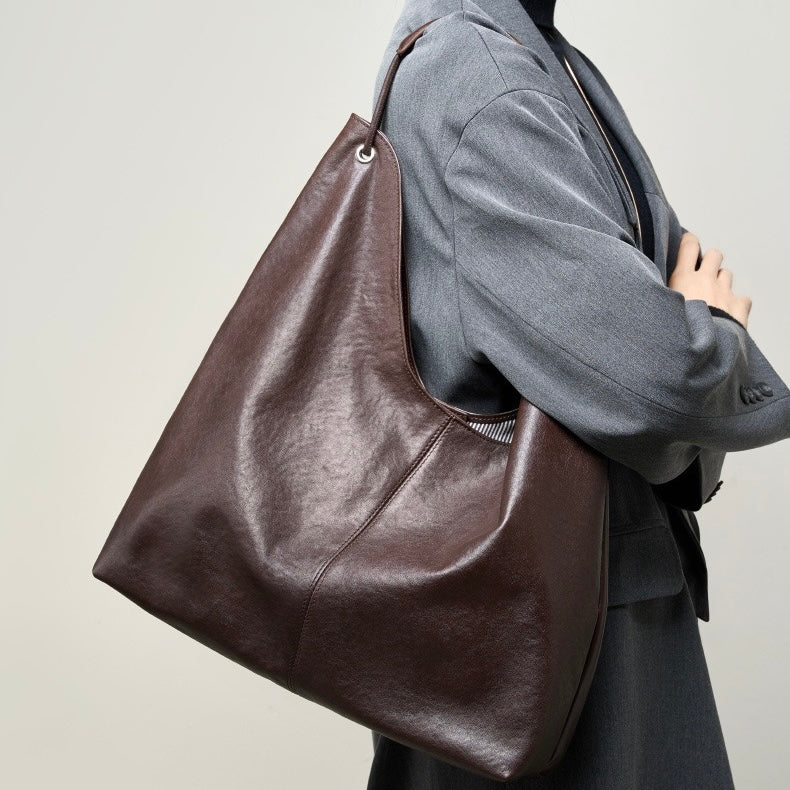 Large Capacity Minimalist Premium Genuine Leather Tote Bag