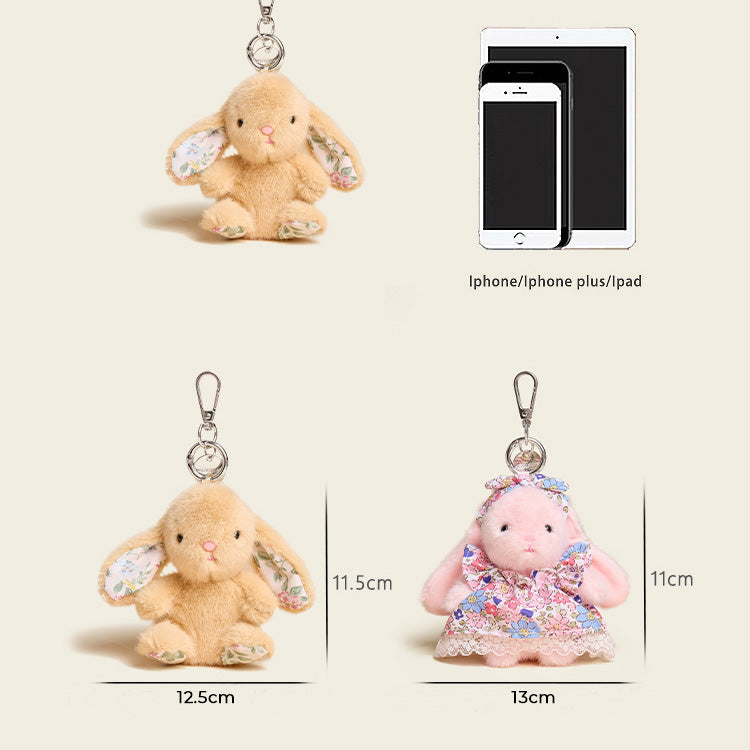 Floral Dress Baby Bunny Bag Charm