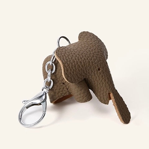 Exquisite Genuine Leather Crossbody Bag with Mini Elephant Pendant