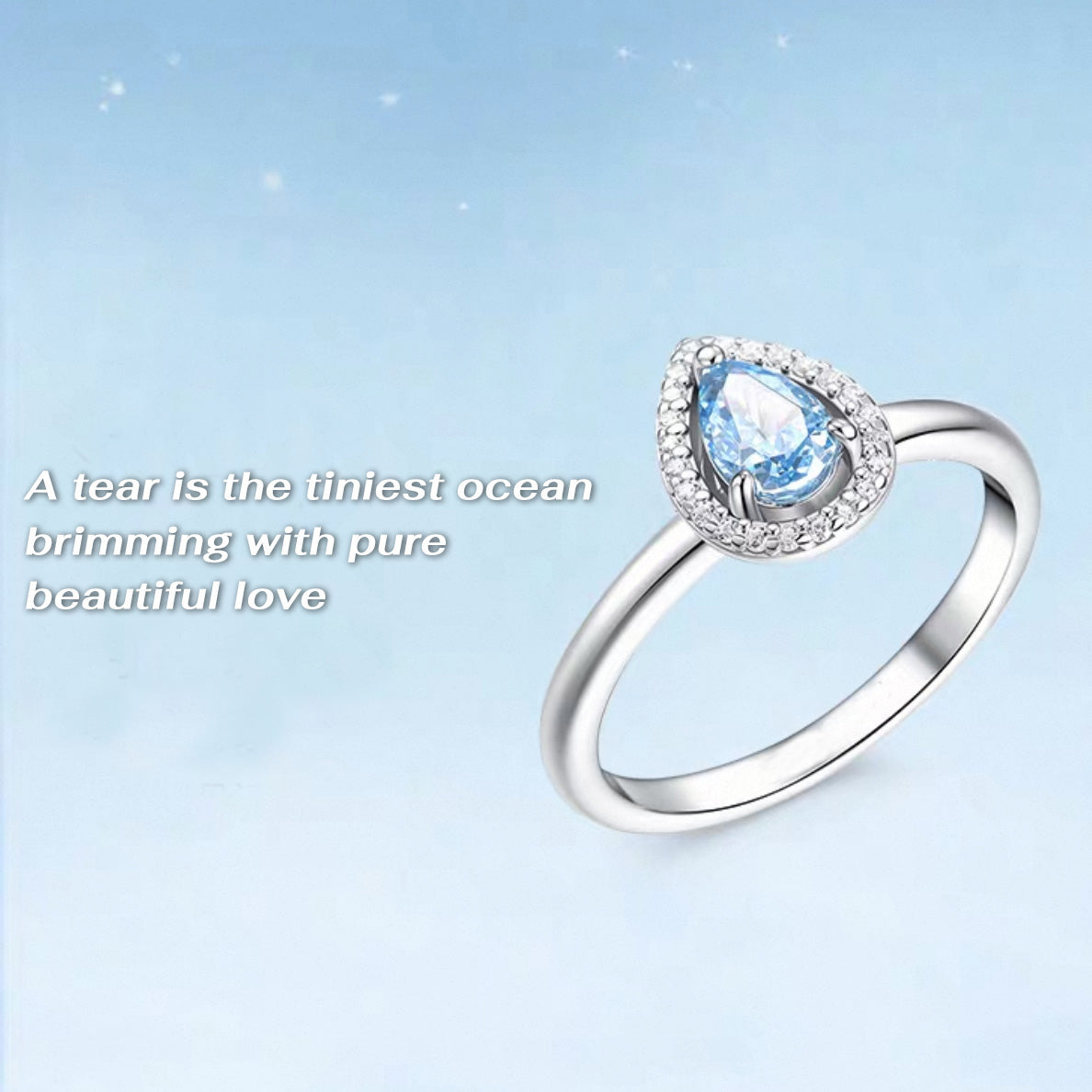 Ocean Blue Mermaid Tear Ring