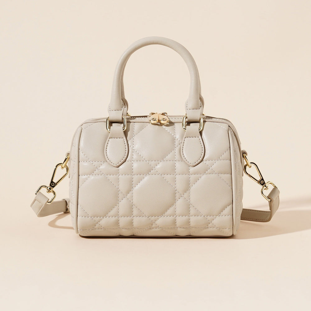 Women's Genuine Leather Quilted Boston Clutch Bag
