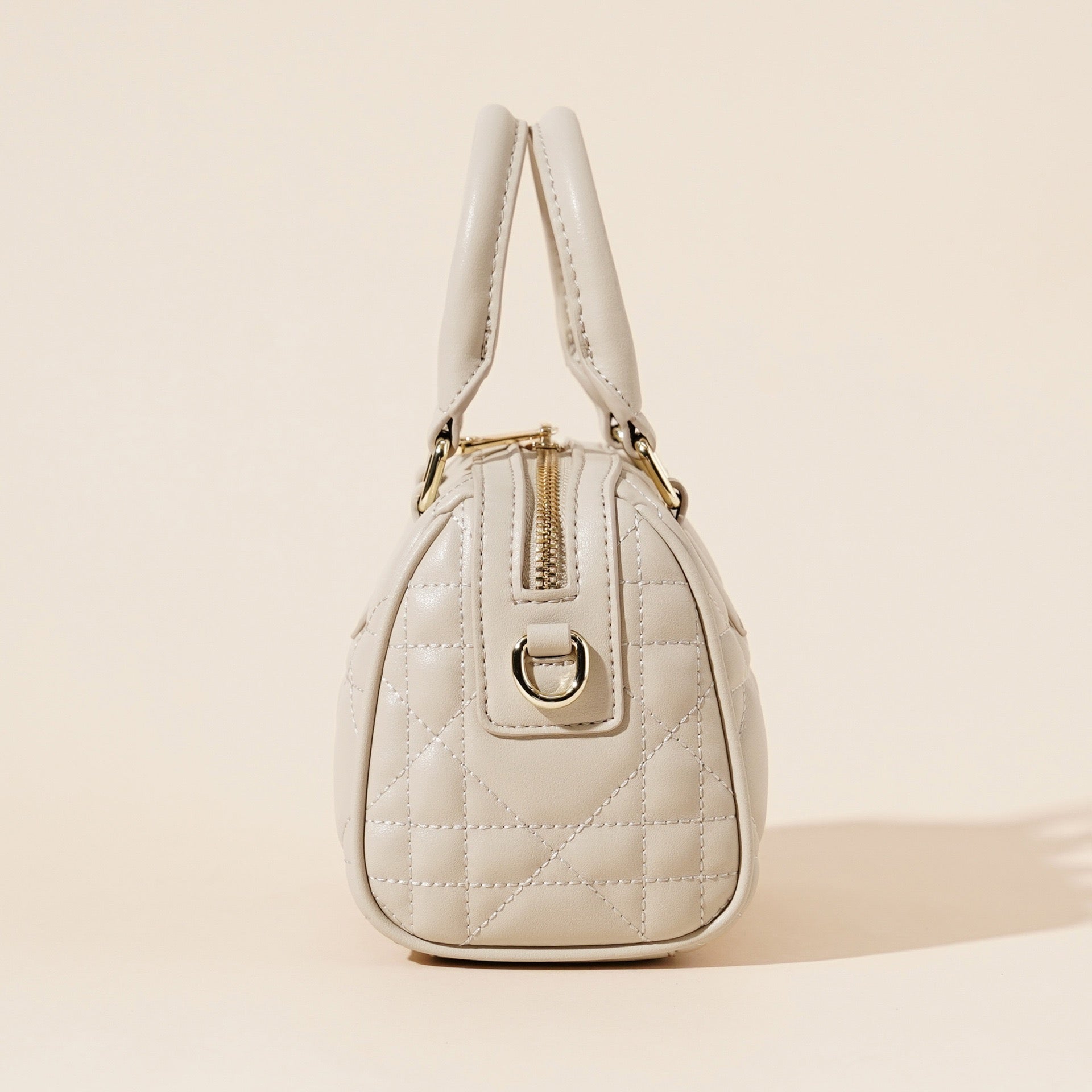 Women's Genuine Leather Quilted Boston Clutch Bag