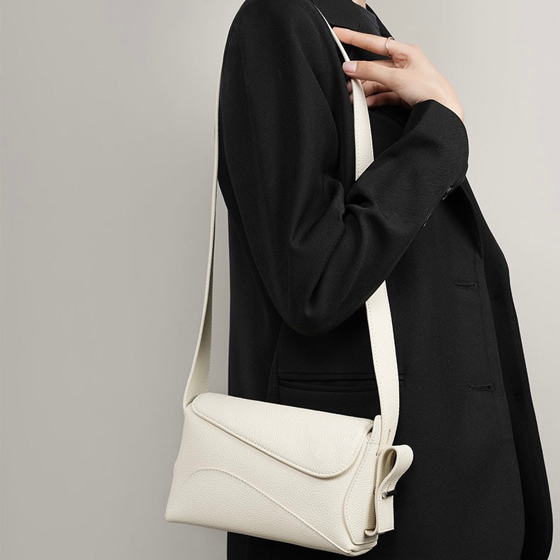 Women's Luxe Grained Leather Asymmetric Crossbody Bag