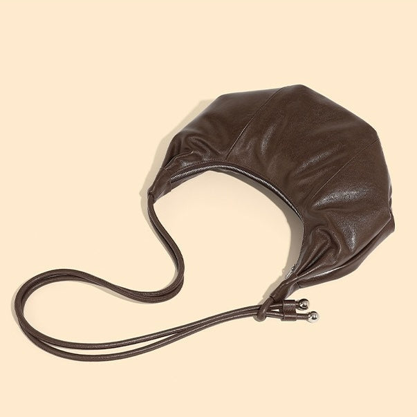 Women's Genuine Leather Half-Moon Dumpling Handbag