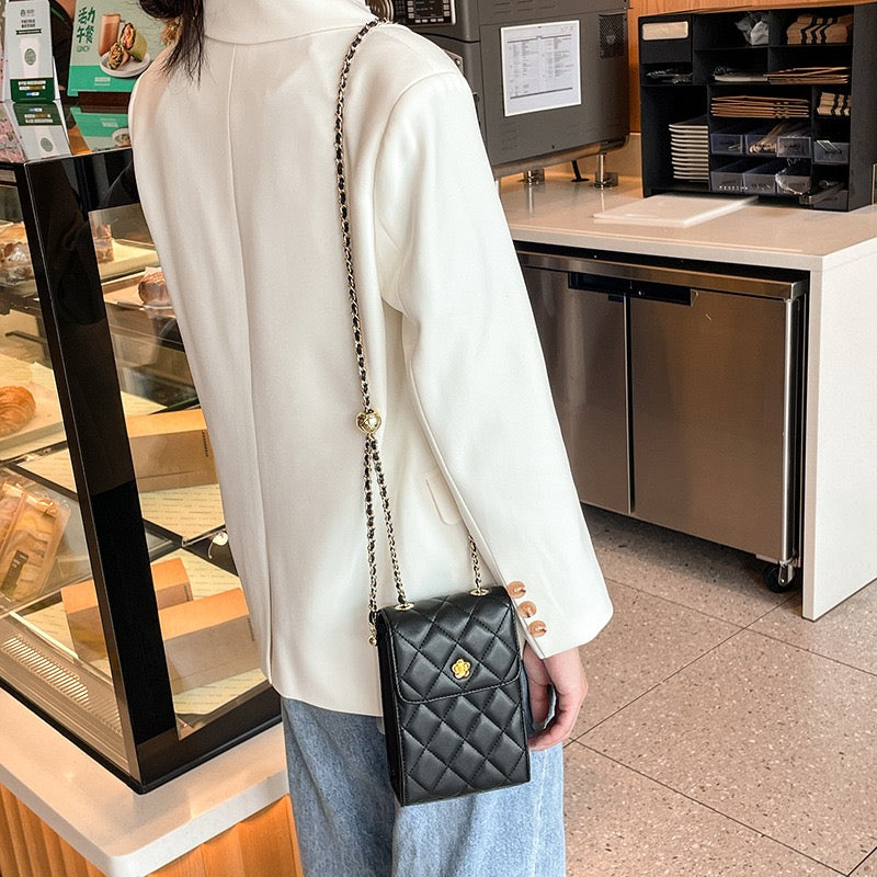 Women's Genuine Leather Chain Mini Crossbody Phone Bag with Chic Style