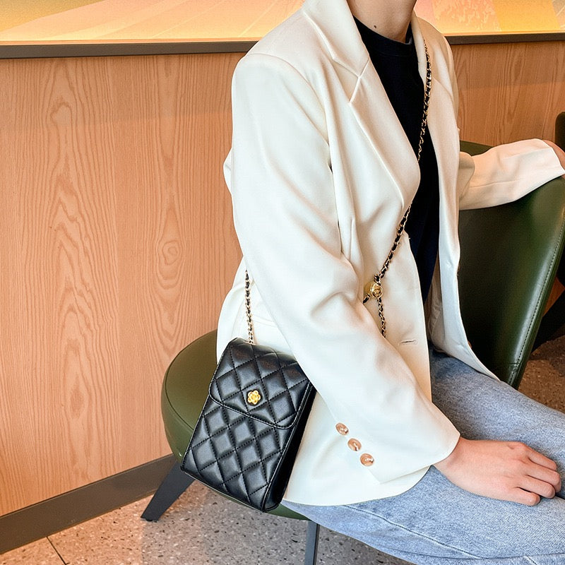 Women's Genuine Leather Chain Mini Crossbody Phone Bag with Chic Style