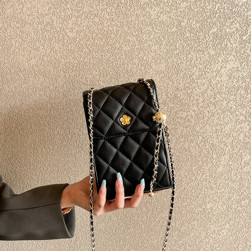Women's Genuine Leather Chain Mini Crossbody Phone Bag with Chic Style