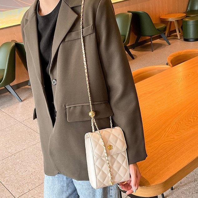 Women's Genuine Leather Chain Mini Crossbody Phone Bag with Chic Style