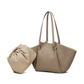 Duo-Set Textured Leather Tote with Pouch