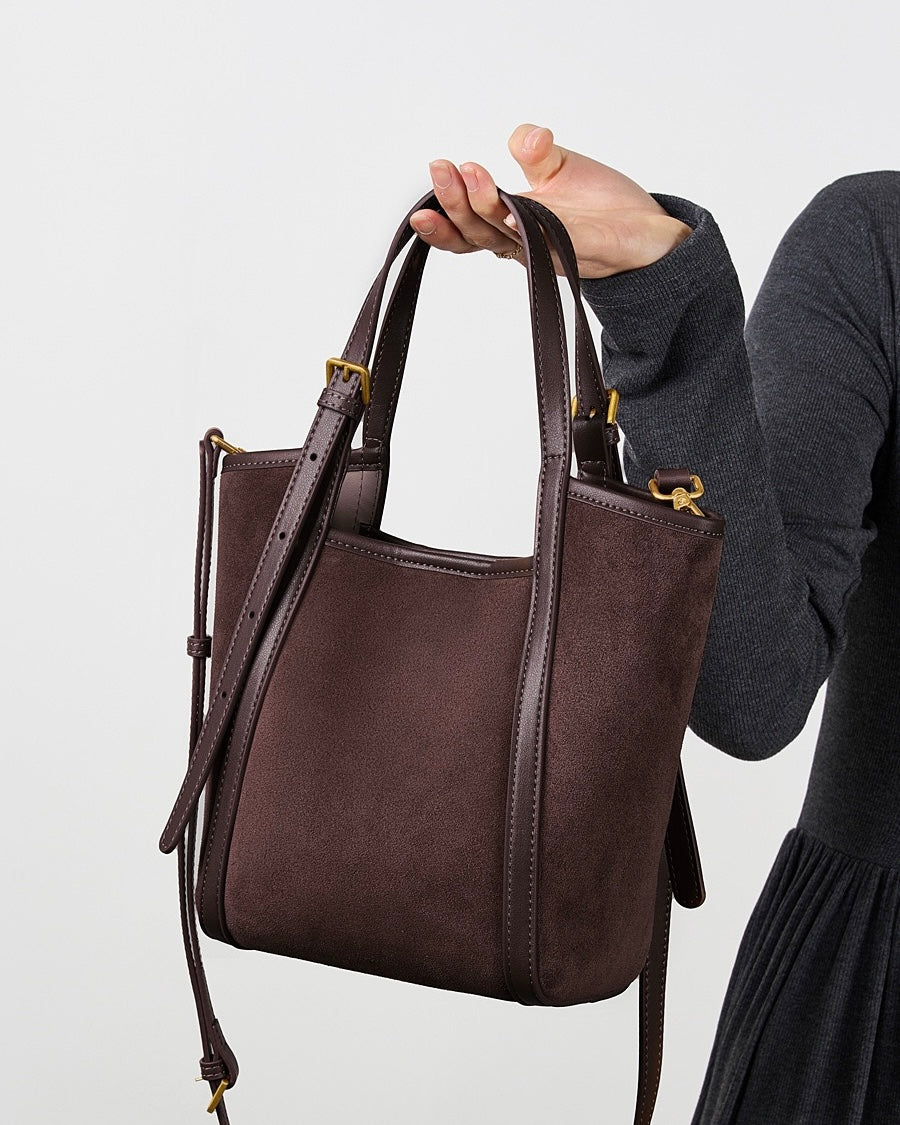 Women's Amber Suede Leather Bucket Satchel
