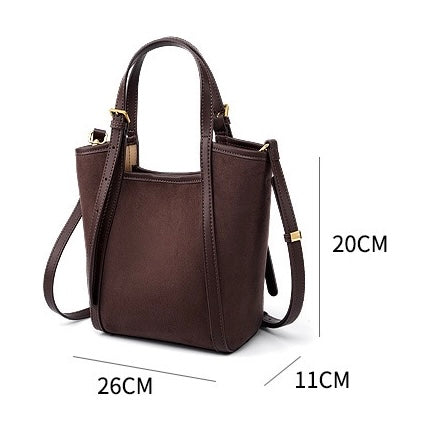 Women's Amber Suede Leather Bucket Satchel