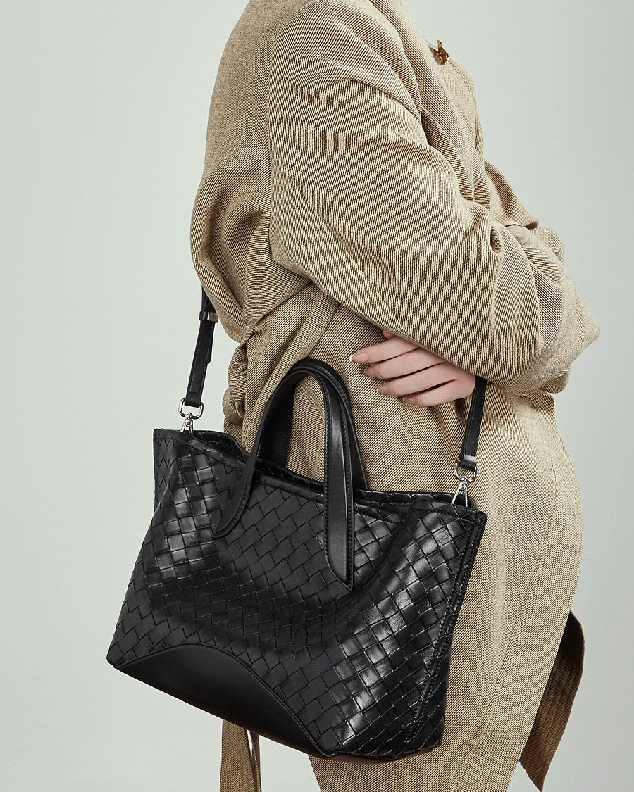 Women's Aura Genuine Leather Woven Handbag