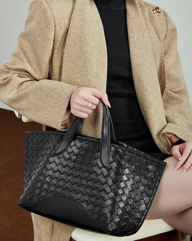 Women's Aura Genuine Leather Woven Handbag