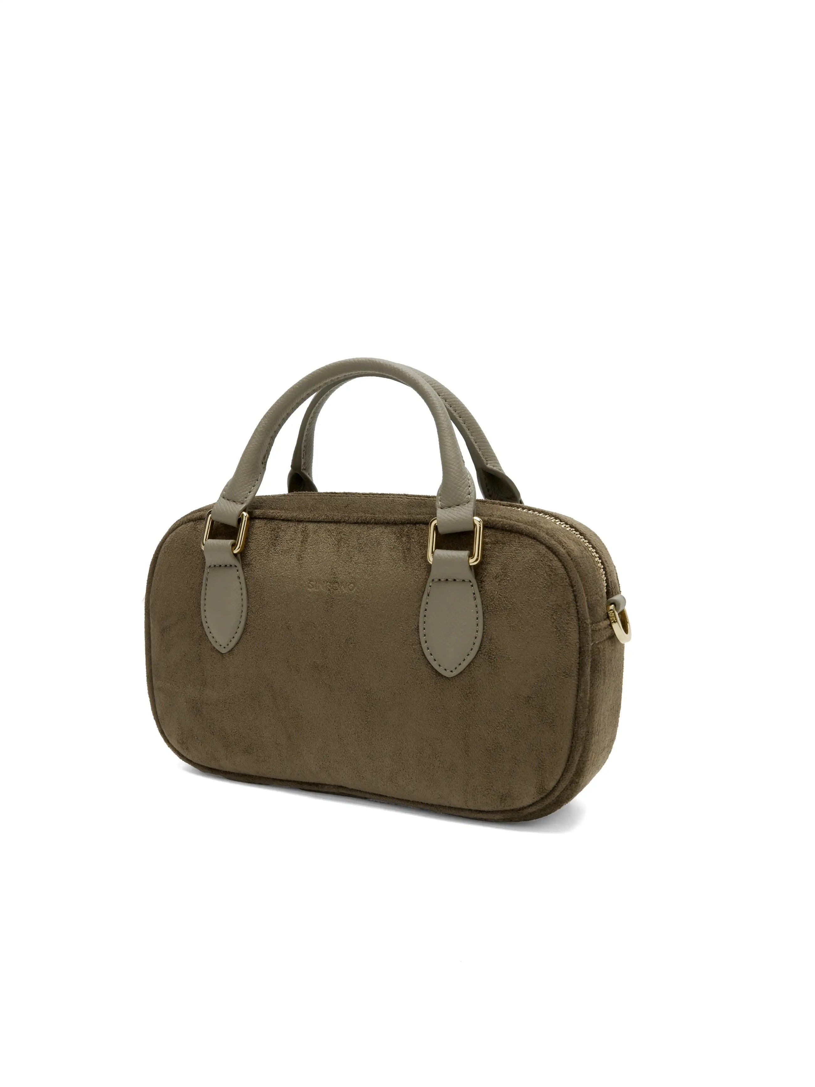 MCassandra Top Handle Crossbody Bag - Dark Green Fae Suede