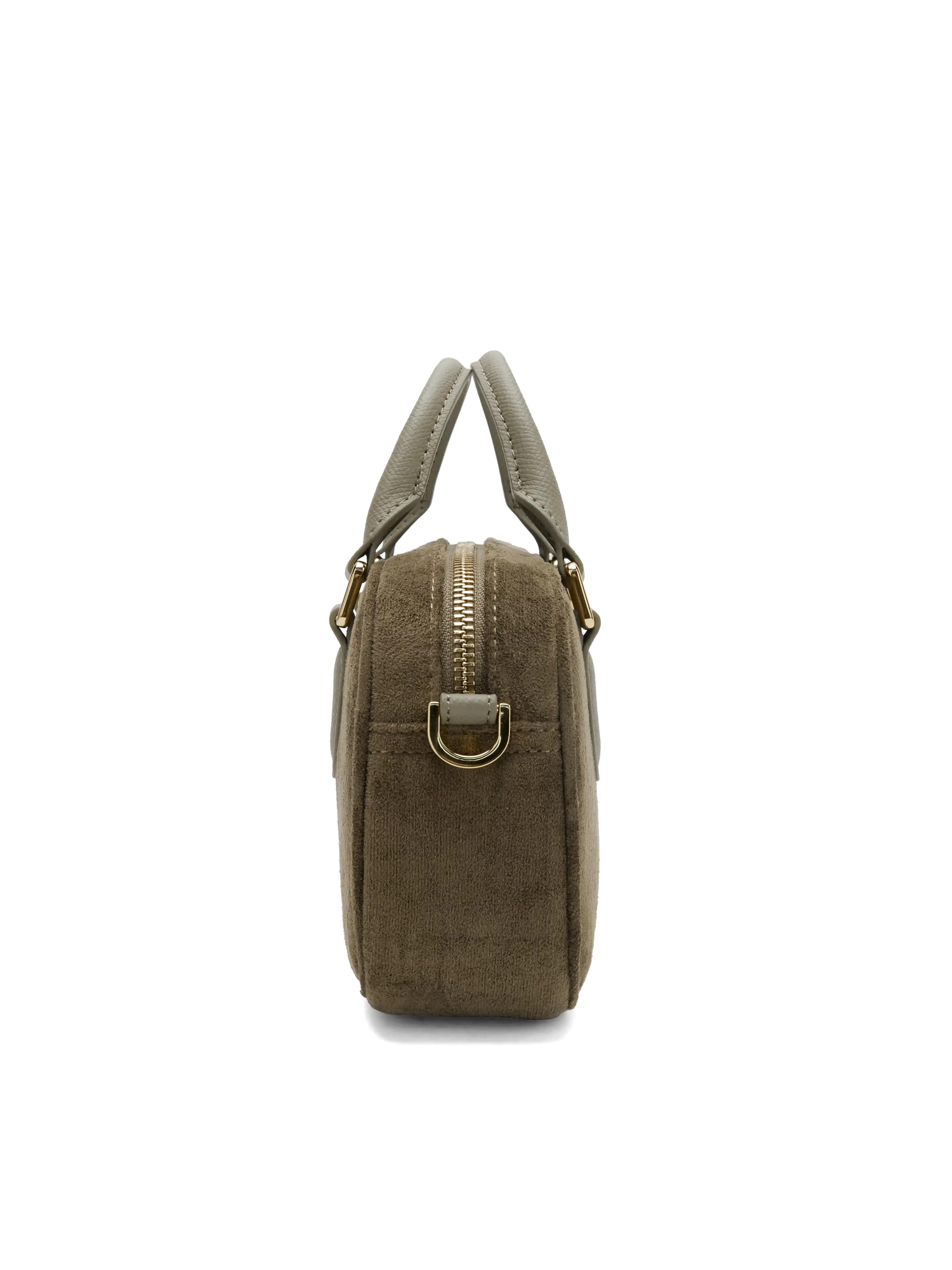 MCassandra Top Handle Crossbody Bag - Dark Green Fae Suede