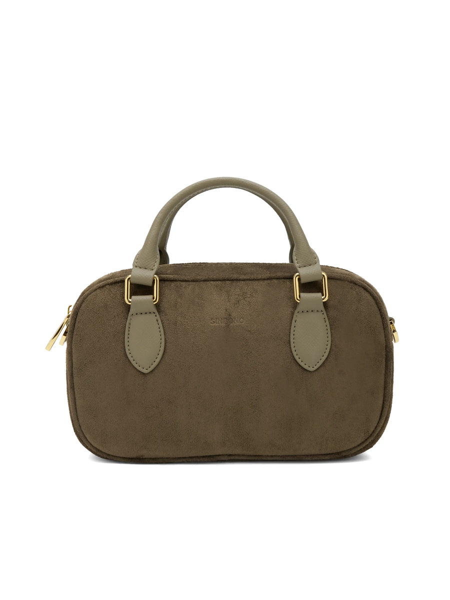 MCassandra Top Handle Crossbody Bag - Dark Green Fae Suede